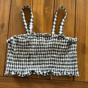 BP Smocked Crop Top Gingham black and Grey
